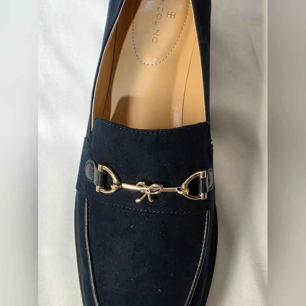 Bandolino Navy Rummie Bit Block Heel Loafers Womens Size 10